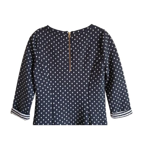 BODEN Women 6 6L Dotty Day Quilted Dress Polka Dot Black Gold Zipper 3/4 Sleeve - Picture 6 of 8